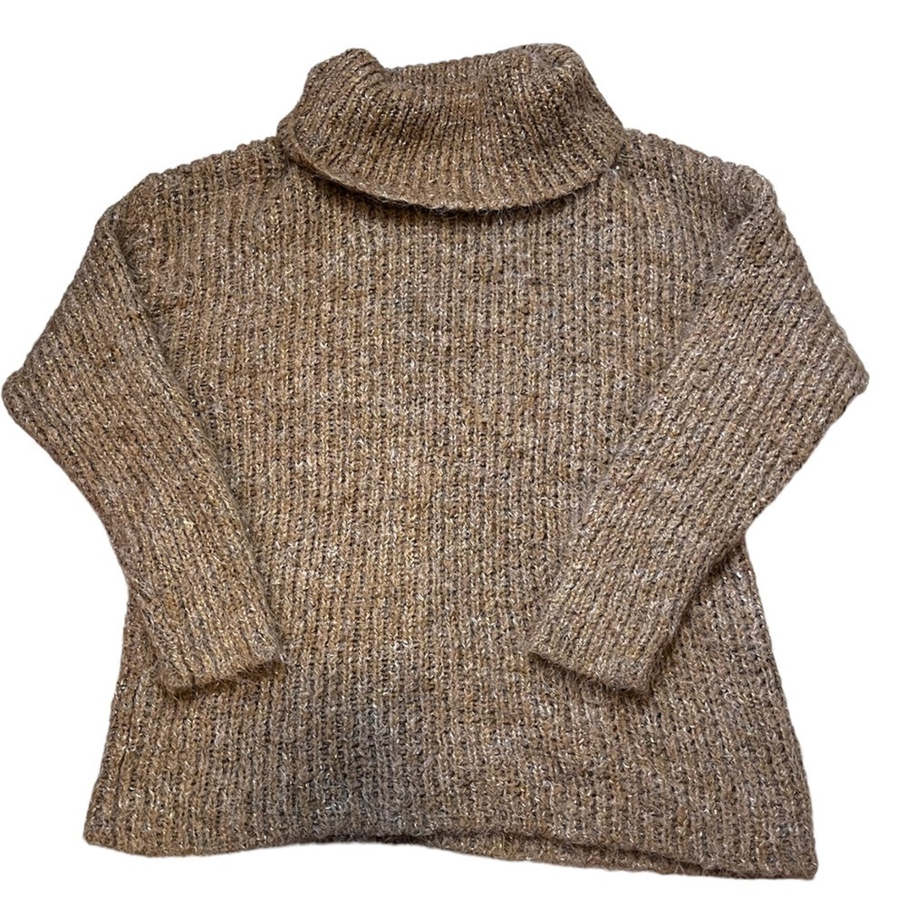 Stitchdrop Womens Brown Knitted Turtleneck Sweater Size Large